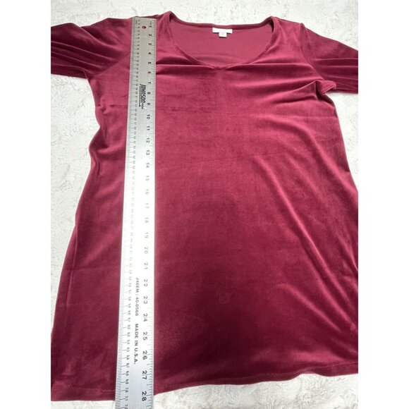 Pure Jill Women's XS Petite Burgundy Velour Tunic Top Long Sleeve V-Neck Casual - Picture 9 of 9